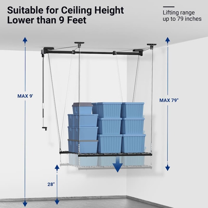 Garage rack lift outlet